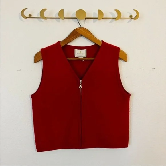 Vintage Express Tricot Bright Red Wool Vest - Picture 2 of 5